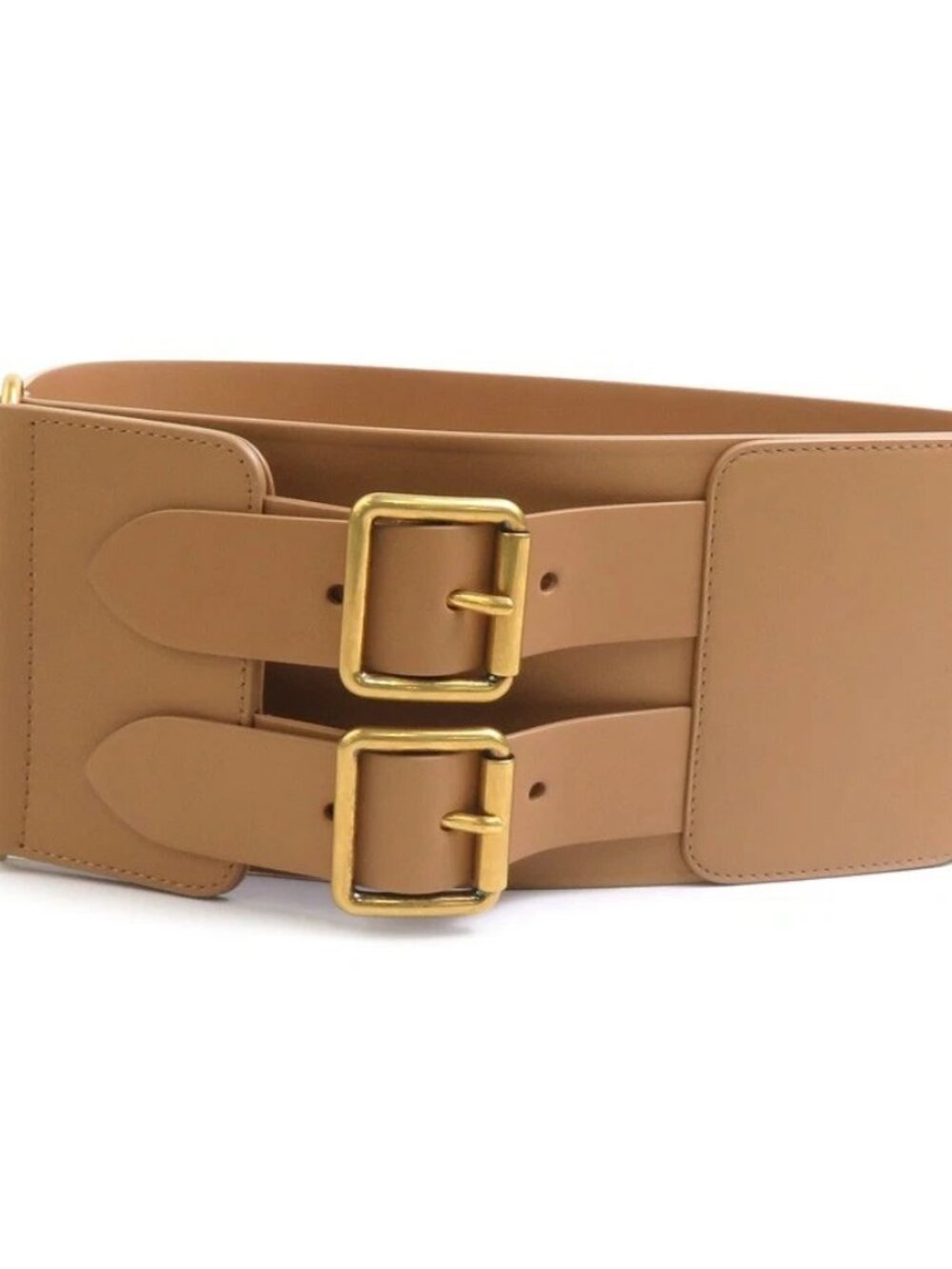 Christian Dior Belt Beige Brown/Gold Leather/Metal -
